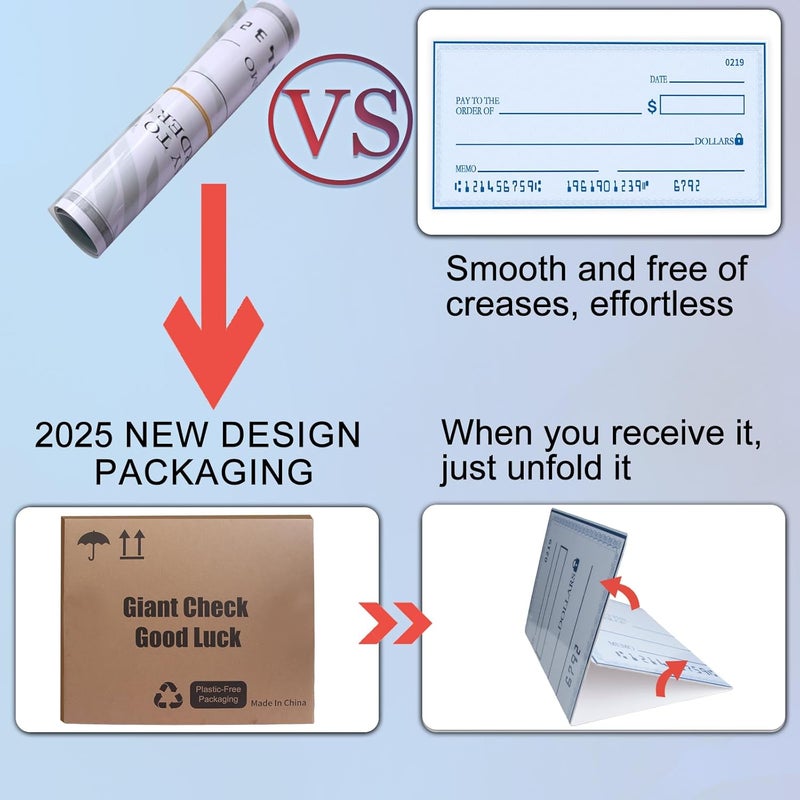 Voccim 40" x 16" Giant Big Blank Check - Oversized Reusable Dry Erase Fake Check for Presentations, Awards, Raffles & Events | Perfect for Endowments, Rewards, Winners & Celebrations - Image 3